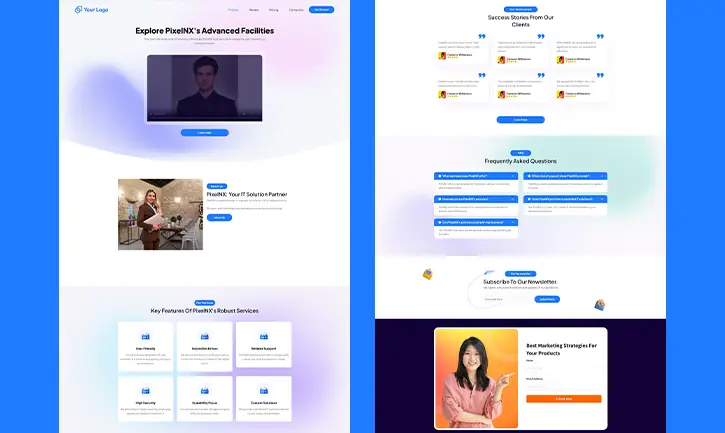 Screenshot of VidMagnet’s AI-powered funnel builder showing responsive lead capture landing pages with CTAs and bonus sections