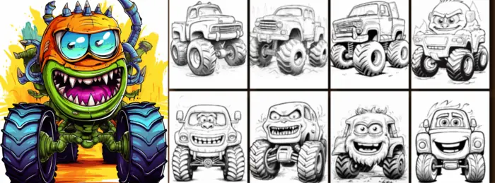 monster truck crush coloring book - Preview 3