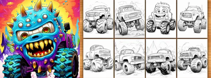 monster truck crush coloring book - Preview 4