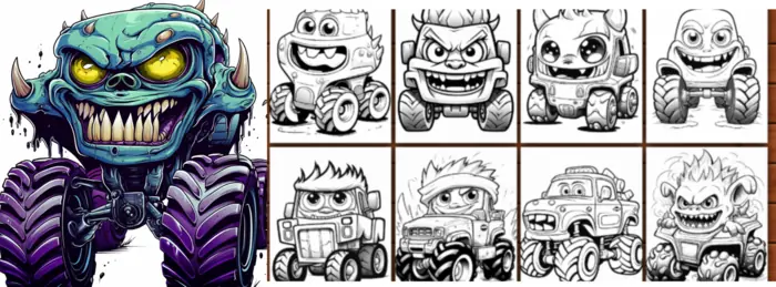 monster truck crush coloring book - Preview 6