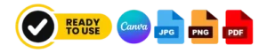 File format icons showing Canva, JPG, PNG, and PDF compatibility with ready-to-use design assets for instant access